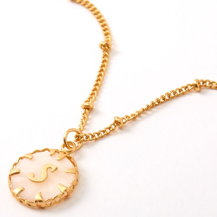 Gold Shell Initial Necklace - S,