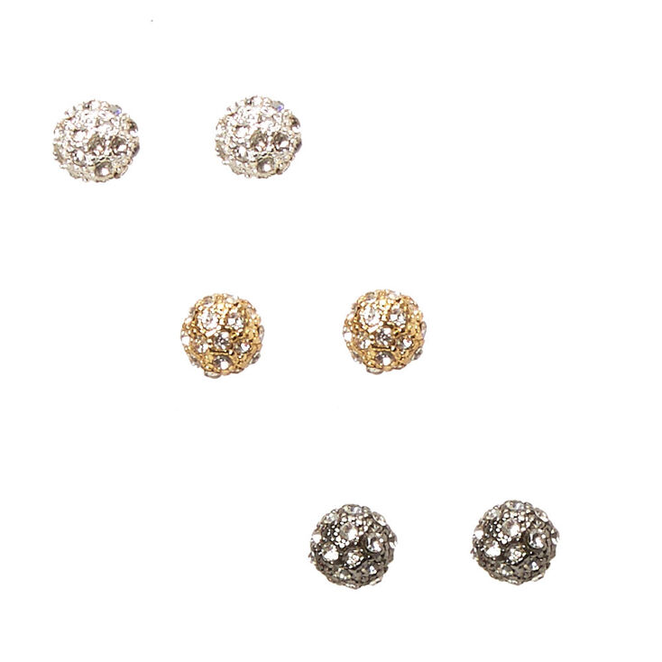 Mixed Metal Hammered Fireball Stud Earrings,