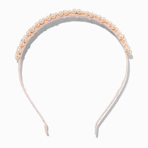 Rose Gold Pearl Flower Cluster Headband,