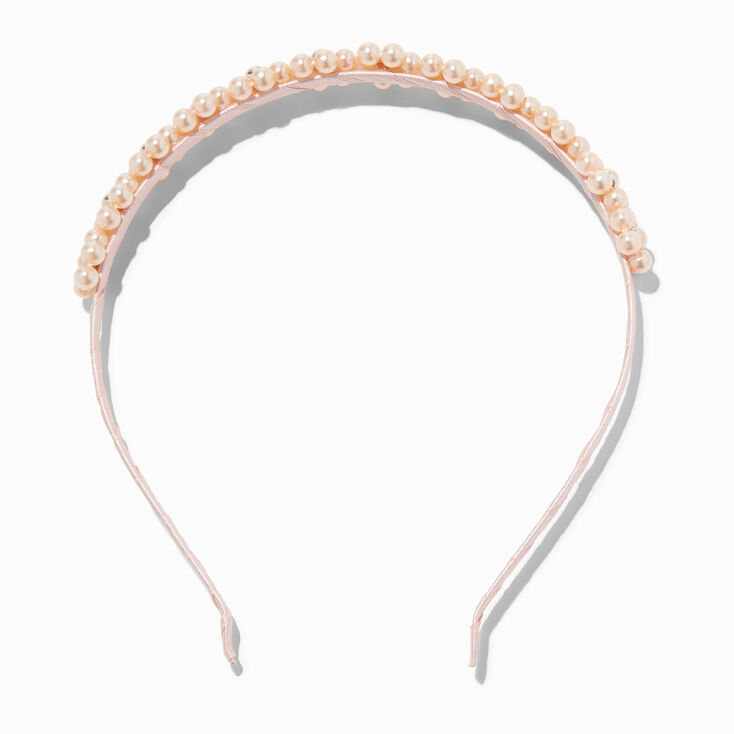 Rose Gold Pearl Flower Cluster Headband,