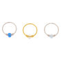 Sterling Silver Mixed Metal 22G Beaded Cartilage Hoop Earrings - 3 Pack,