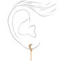 Gold Crystal Crescent Moon Chain Stud Earrings,