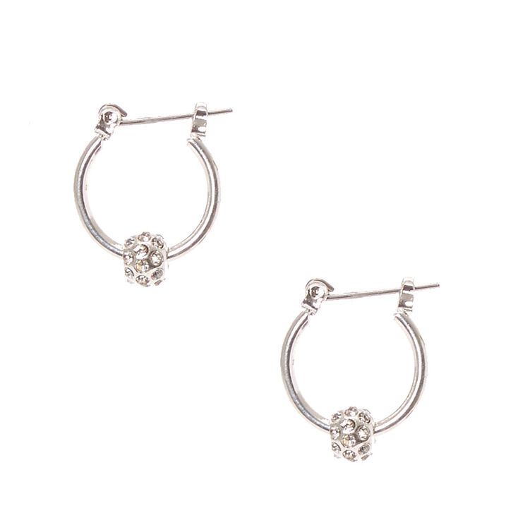 Silver Tone Fireball Mini Hoop Earrings,
