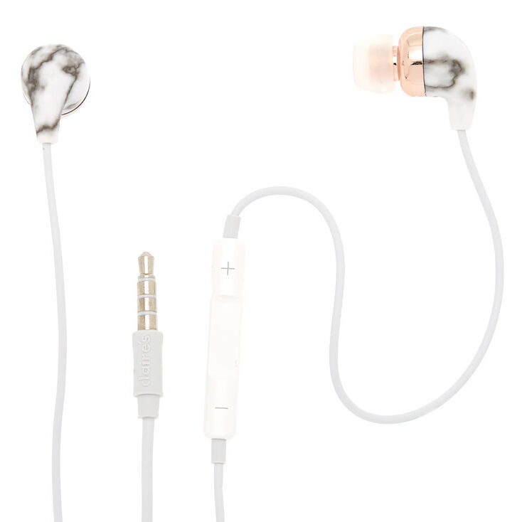Marble Earbuds with Mic - White,