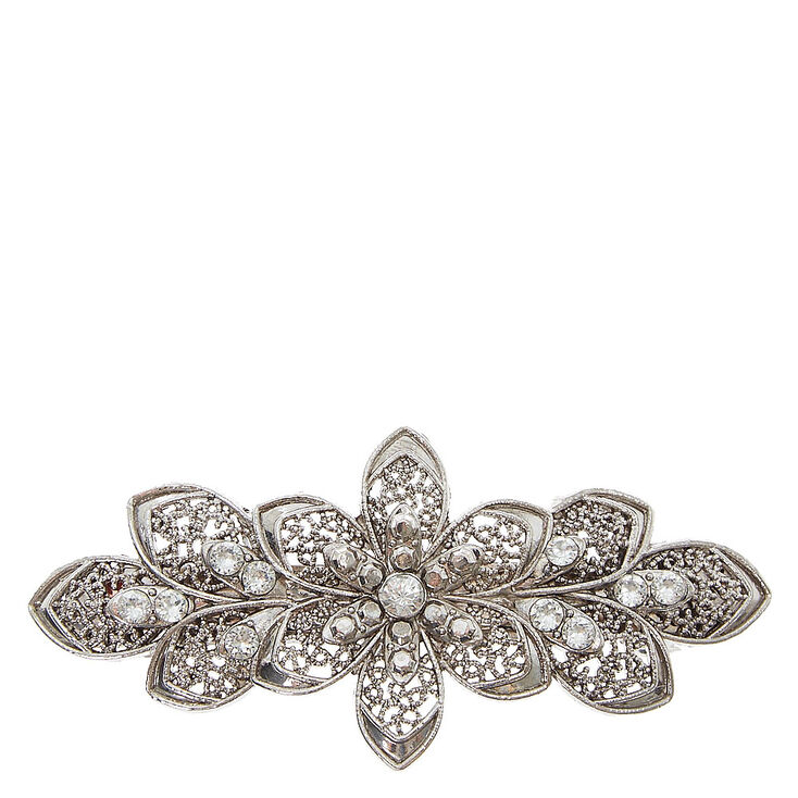 Silver Floral Filigree Hair Clip,