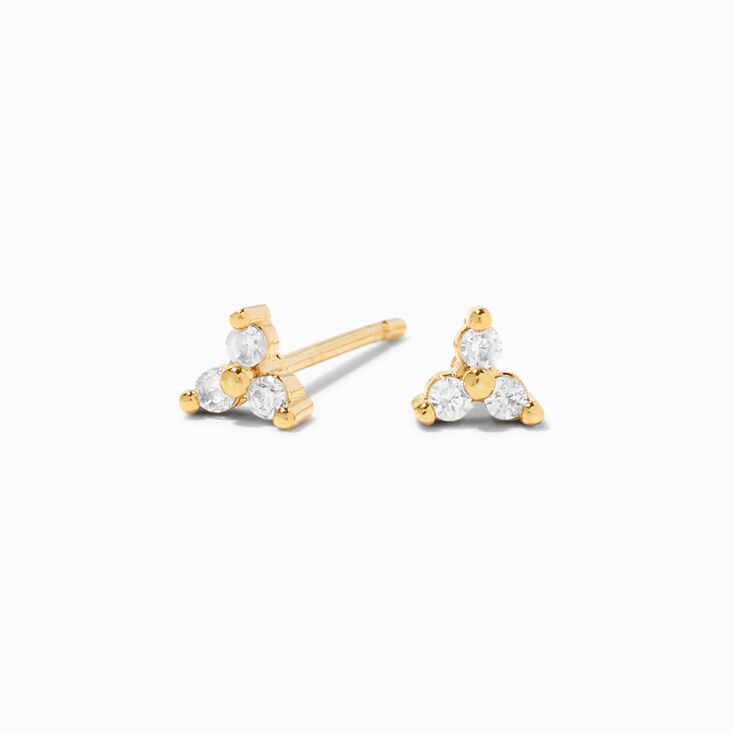 ICING Select 18k Yellow Gold Plated Cubic Zirconia Tripod Stud Earrings,
