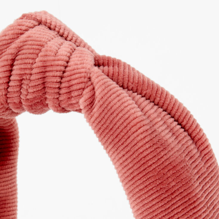 Velvet Ribbed Knotted Headband - Mauve,