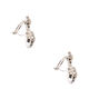 Silver 1&quot; Embellished Halo Clip On Drop Earrings,