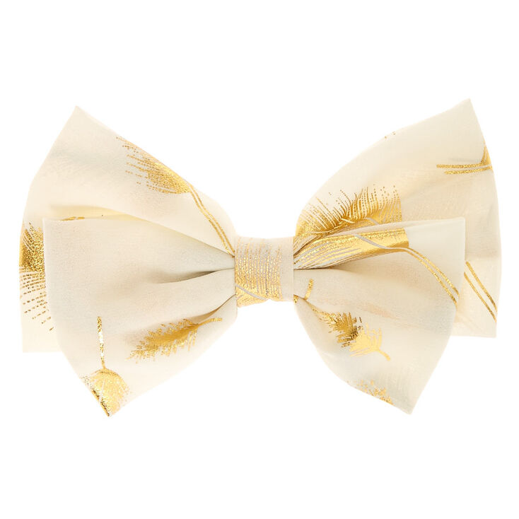 Gold Leaf Blush Bow Hair Clip,