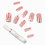 Rose Gold Sunray Long Square Vegan Faux Nail Set - 24 Pack,