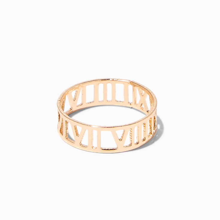 Gold Roman Numerals Cutout Ring,