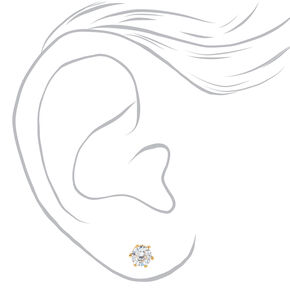 18kt Gold Plated Cubic Zirconia Round Stud Earrings - 5MM,