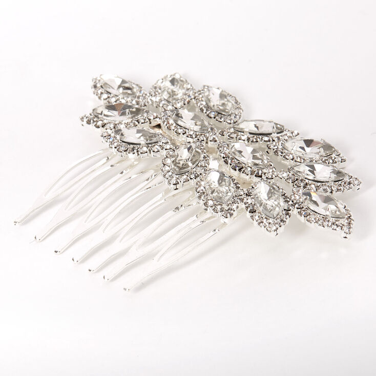 Silver Rhinestone Halo Leaf Hair Comb,
