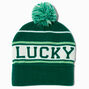  &quot;Lucky&quot; Green Striped Beanie Hat,