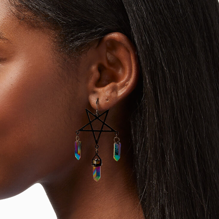 Mystical Gem Star Outline Drop Earrings,