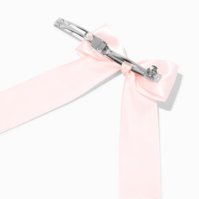Light Pink Satin Long Tail Hair Bow Clip,
