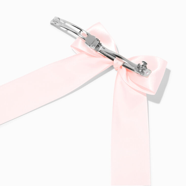 Light Pink Satin Long Tail Hair Bow Clip,