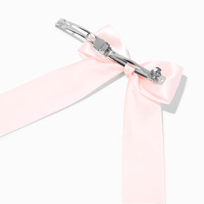 Light Pink Satin Long Tail Bow Hair Clip,