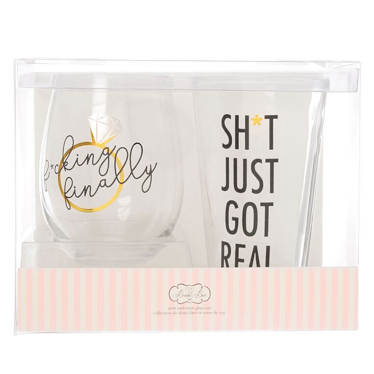 Engagement Pint & Wine Glass Set - 2 Pack,