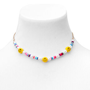 Happy Face Rainbow Disc Choker Chain Necklace,