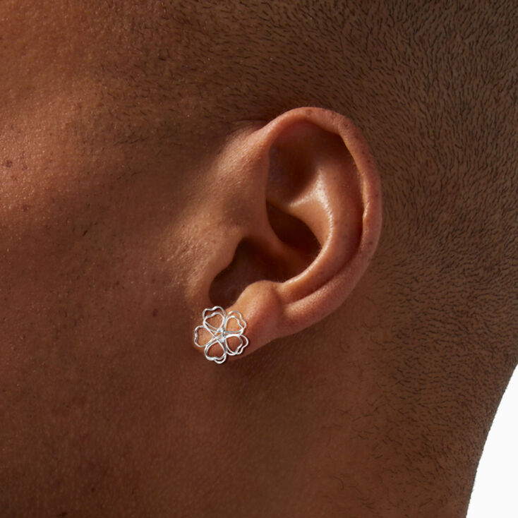 Silver Wire Flower Stud Earrings,