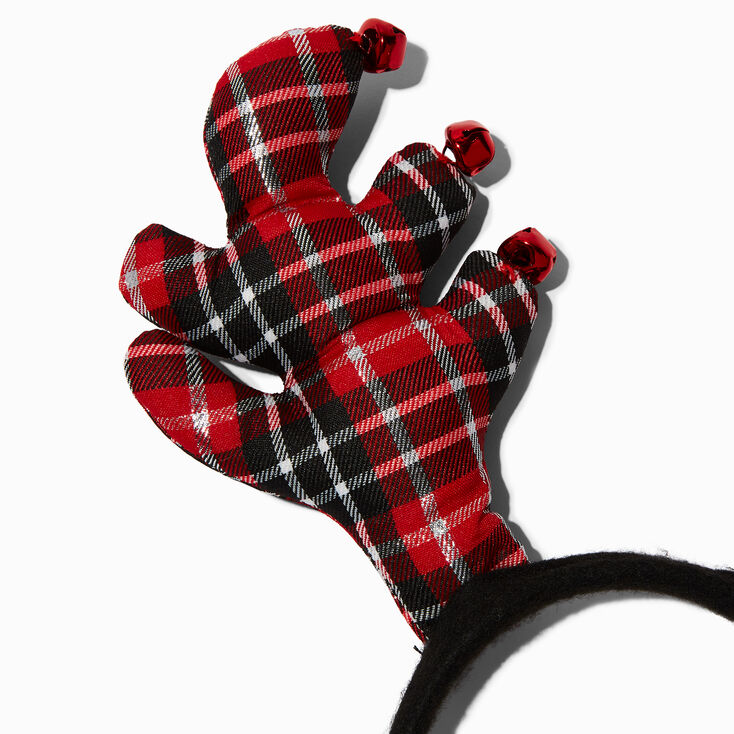 Jingle Bells Plaid Reindeer Antlers Headband,