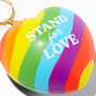 &quot;Stand for Love&quot; Rainbow Stripe Heart Stress Ball Keychain,