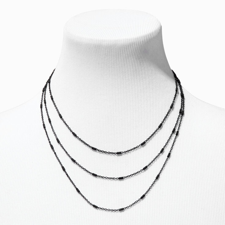 Black Tab Multi-Strand Necklace,