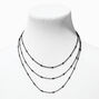 Black Tab Multi-Strand Necklace,