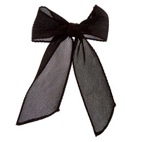 Pleated Chiffon Hair Bow Clip - Black,