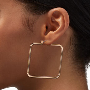 Gold-tone Square 50MM Hoop Earrings,