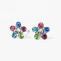 14kt White Gold Mini Crystal Daisy Short Post Studs Ear Piercing Kit with Ear Care Solution,