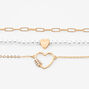 Gold &amp; Pearl Heart Chain Choker Necklaces - 3 Pack,