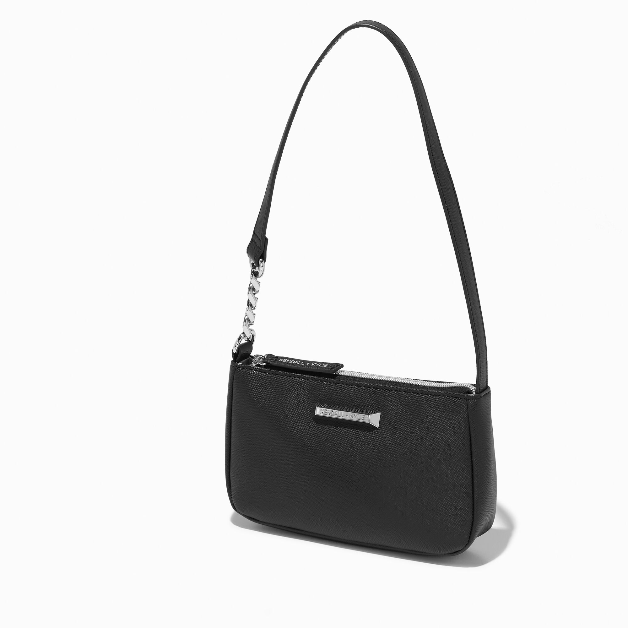 Kendall & Kylie - Shoulder Strap Zipper Lumi Black Bag with Plastic Chain |  eBay