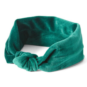 Velvet Knit Knotted Headwrap - Emerald Green,