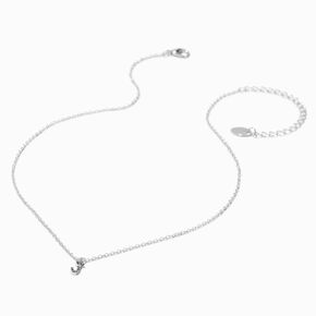 Silver-tone Crystal Block Letter Initial Pendant Necklace - J,