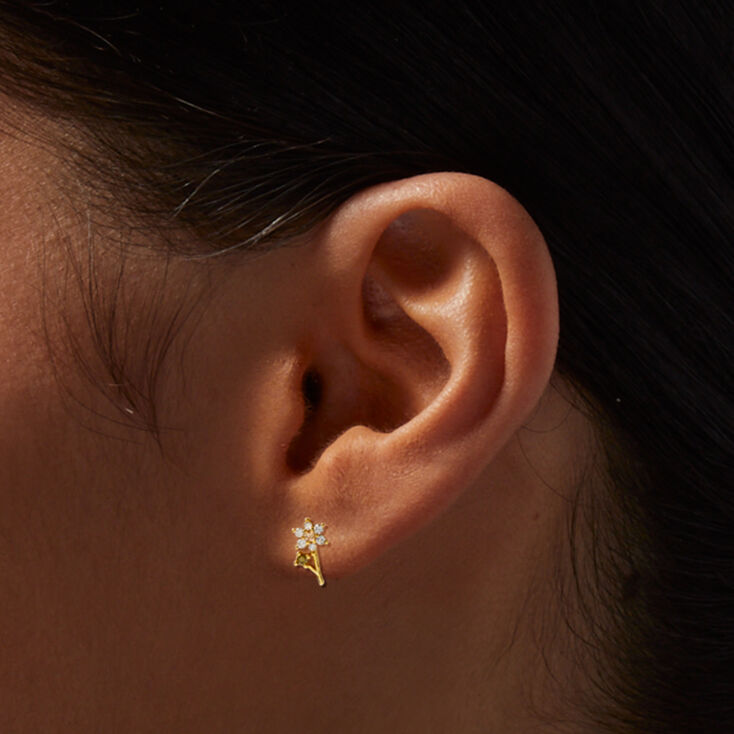 Sterling Silver Gold Tulip Garden Stud Earrings,