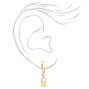Gold Padlock Necklace, Earrings, &amp; Ring Set - 3 Pack,