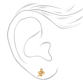 18k Gold Plated Single Snake Stud Earring,