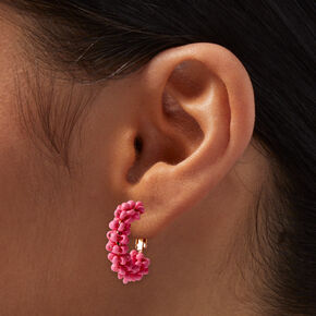 Pink Beaded Hoops Earring Stackables Set - 3 Pack,