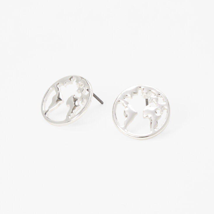 Silver Globe Stud Earrings,
