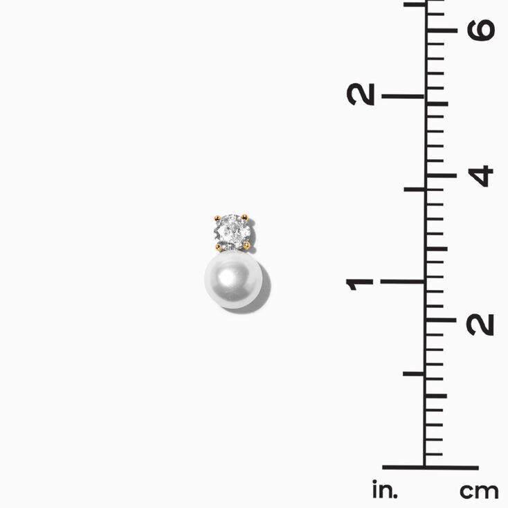 B&#39;Loved by Icing Gold Sterling Silver Cubic Zirconia 5MM Round Stud &amp; Pearl Drop Earrings,