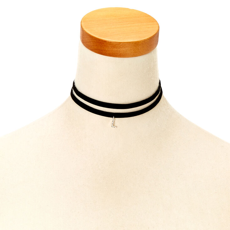 L Initial Choker Necklace 2 Pack,