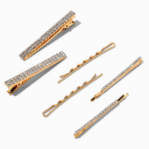 Gold Crystal Bobby Pins - 6 Pack,