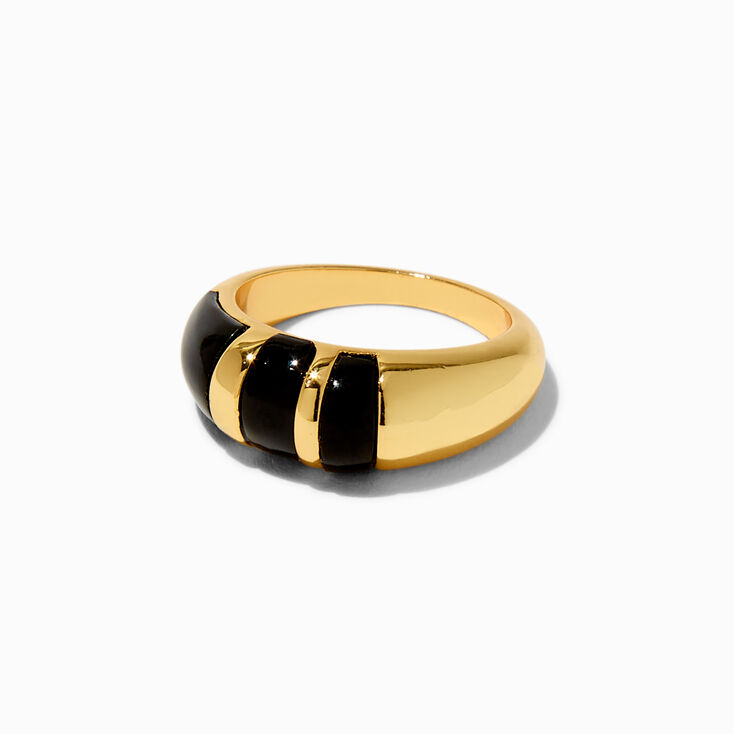 JAM + RICO x ICING 18k Yellow Gold Plated Black Colorblock Ring,