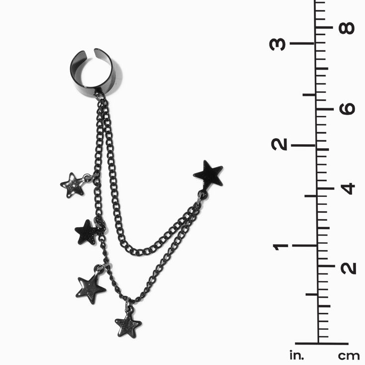 Black Star Charm Ear Cuff Connector Drop Earrings,
