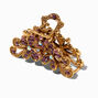 Purple Flower Gold Oval Hair Claw,