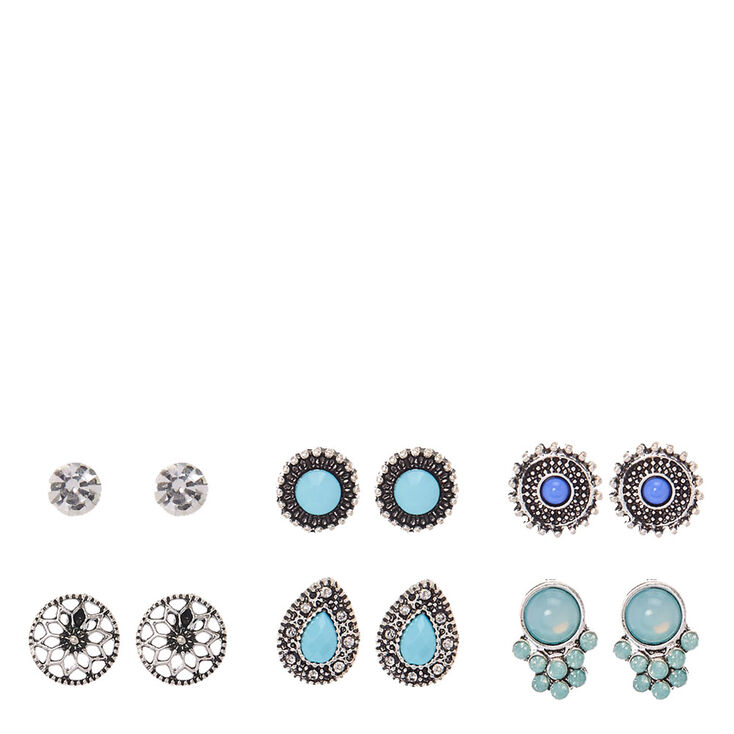 Silver & Turquoise Festival Stud Earrings,