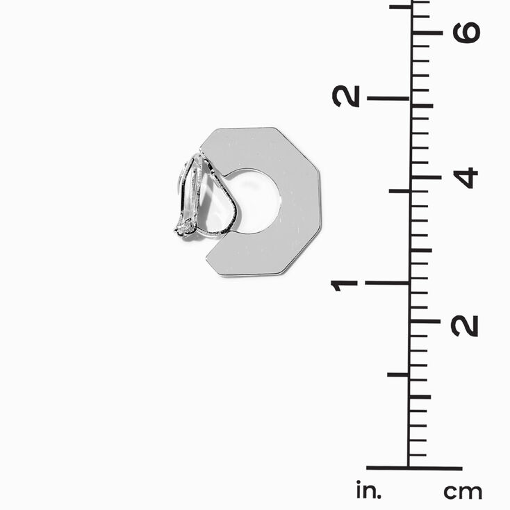 Silver-tone Geometric 20MM Clip-On Hoop Earrings,