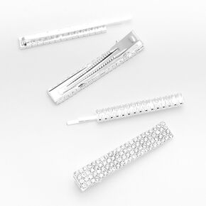 Silver Crystal Hair Pins and Clips - 4 Pack,